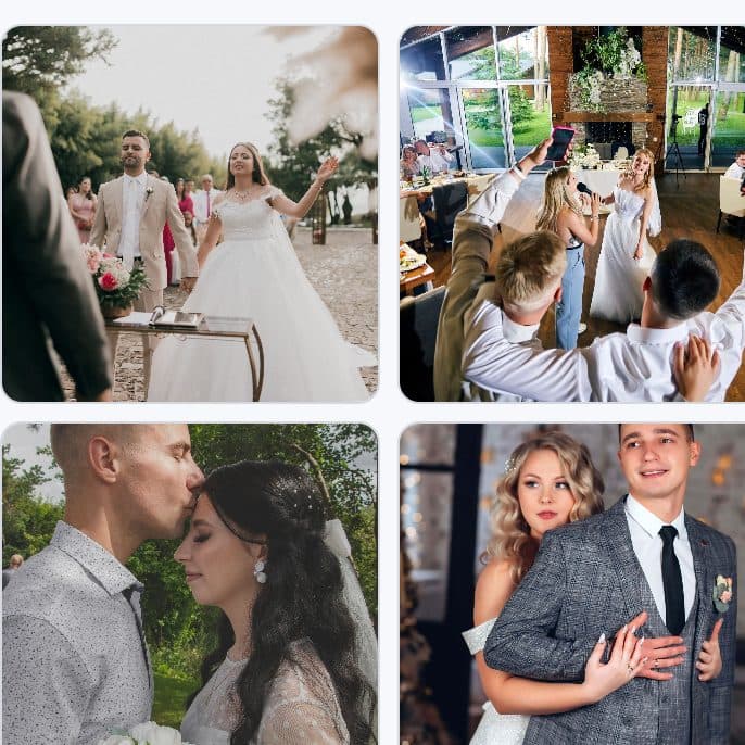 Galeria de um casamento com fotos enviadas pelos convidados